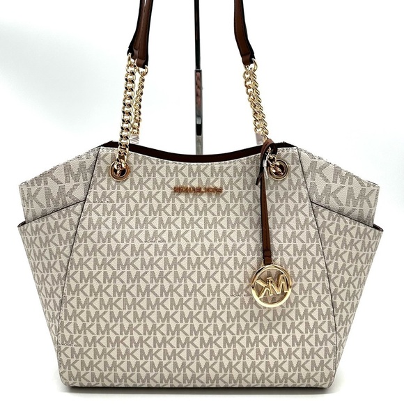 Michael Kors Large Jet Set Travel Chain Shoulder Bag Vanilla (NWT) - Picture 3 of 12